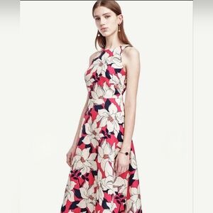 Ann Klein Hibiscus Linen Midi Dress